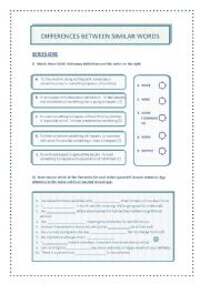 English Worksheet: DIFFERENCES BETWEEN SIMILAR WORDS