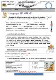 English Worksheet: END OF TERM TEST 1 7TH FORM