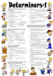 English Worksheet: Exercises on SOME, ANY, FEW, A FEW, THE FEW, LITTLE, A LITTLE, THE LITTLE, MUCH, MANY, MORE, MOST, EACH, EVERY, LESS (Editable with Key)
