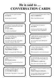 English Worksheet: He is said to... - a speaking activity (2 pages, editable, key)
