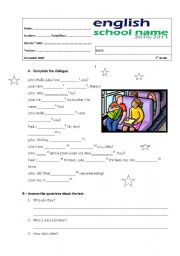 ELEMENTARY TEST / WORKSHEET