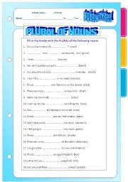 English Worksheet: PLURAL OF NOUNS