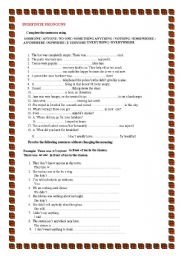 English Worksheet: Indefinite pronouns