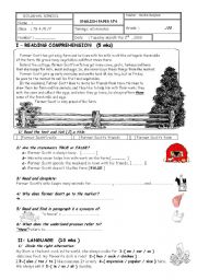 English Worksheet: test 4 grade 7 