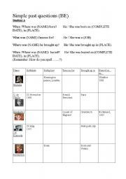 English worksheet: Pair work Famous People