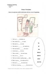 English worksheet: PREPOSITION PRACTICE WORKSHEET