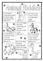 Animal Riddles - ESL worksheet by saifonduan