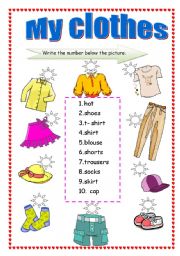 English Worksheet: My clothes