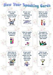 English Worksheet: New Year - set 2 - Speaking cards (editable)