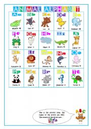 English Worksheet: Animal Alphabet part 1