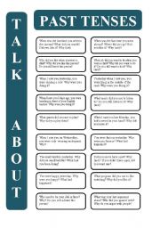 Past tenses - 18 conversation cards (editable)