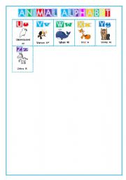 English Worksheet: Animal Alphabet part 2