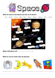 English Worksheet: Space and my planet