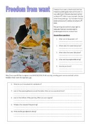 English Worksheet: Norman Rockwells four Freedoms 2/4