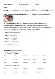 English worksheet: Test for adults