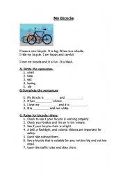 English worksheet: My Bicycle