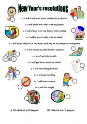 English Worksheet: New Years resolutions