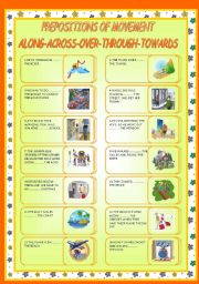 English Worksheet: PREPOSITIONS OF MOVEMENT: ALONG-ACROSS-OVER-THROUGH-TOWARDS