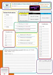 English Worksheet: numbers - to be - colors - days of the week
