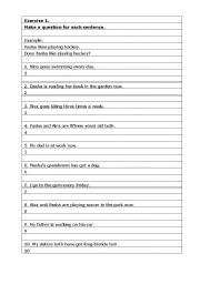 English Worksheet: Make questions for has got, present continuous, present simple