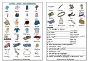 English Worksheet: Clothes Shoes & Accessories