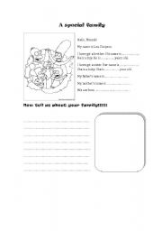 English worksheet: a special family
