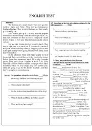 English Worksheet: An English exam for elementary level students