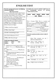 English Worksheet: An English exam for elementary level students