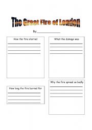 English Worksheet: Great fire of London explanation poster template