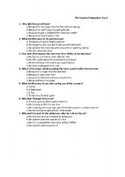 English Worksheet: Pursuit of Happyness Multiple Choice Questions