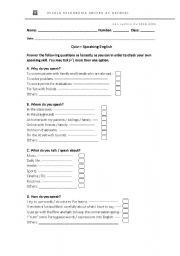 English worksheet: Listening and Speaking quizz