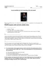 English worksheet: Tests for teens