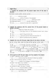 English Worksheet: EXAM ON PAST TENSES