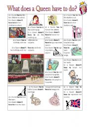 English Worksheet: what does a Queen have to do?