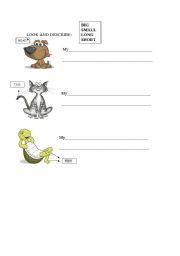 English worksheet: Describing animals