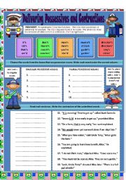 Contractions/ Short forms (It´s, I´m, He´s, They´re) - ESL worksheet by  mena22