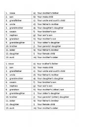 English Worksheet: My Family - find the match!