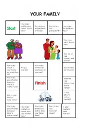 English Worksheet: My family - Board game 
