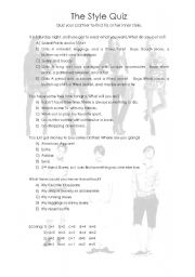 English Worksheet: Your Inner Style - Fashion Magazine Style Quiz and Results - Clothing Vocabulary