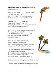 English Worksheet: Another Day In Paradise lyrics    