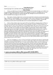 English Worksheet: Noise Pollution