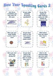 English Worksheet: New Year set 3 - Speaking cards 2 (editable)