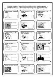 English Worksheet: TALKING ABOUT PERSONAL EXPERIENCES.(IT INCLUDES COLOURFUL VERSION)