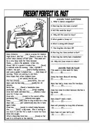 English Worksheet: PRESSENT PERFECT VS. PAST