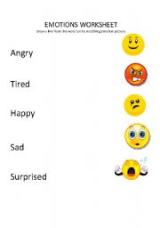 English Worksheet: Emotions Match-Up
