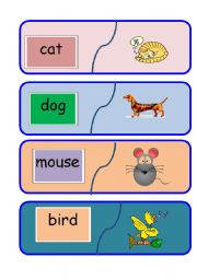 English Worksheet: Animal word to picture matching