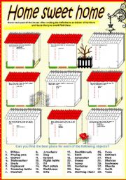 English Worksheet: ROOMS OF THE HOUSE & FURNITURE