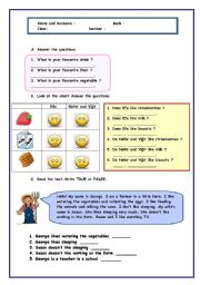 English Worksheet: likes and dislikes