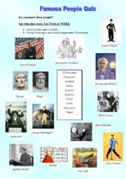 English Worksheet: Famous People Quiz - Verb to be - Simple Past