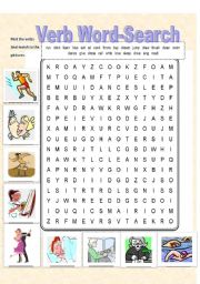 English Worksheet: Verb Word-Search